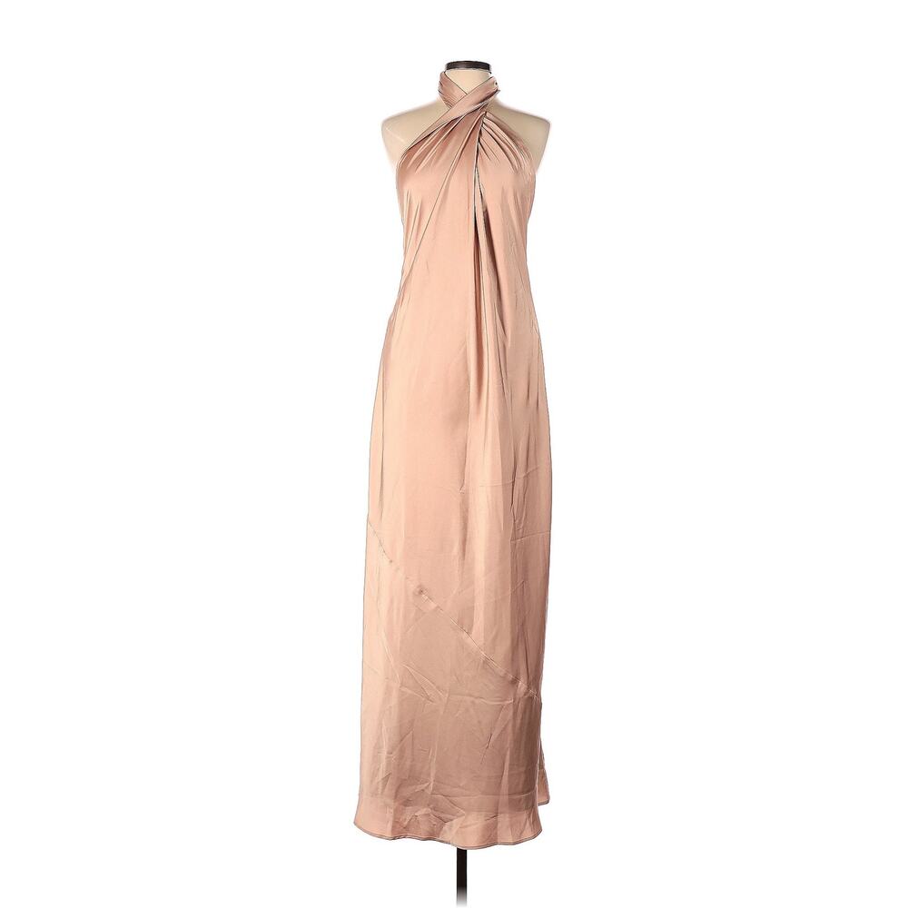 Show Me Your Mumu Jasmine Halter Maxi Dress Rose Gold Luxe Satin L - Picture 5 of 10